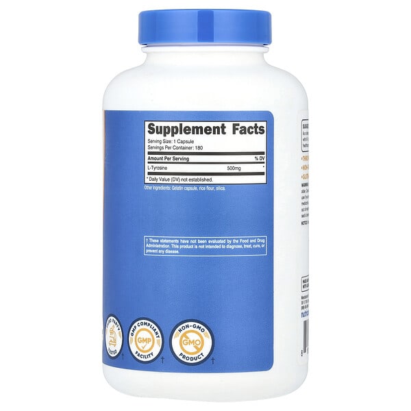 Alternative view of Nutricost, L-Tyrosine, 500 mg, 180 Capsules