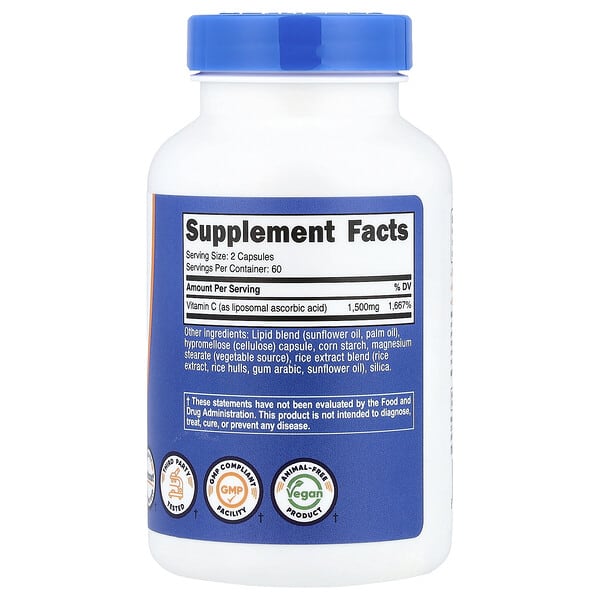 Alternative view of Nutricost, Liposomal Vitamin C, 120 Capsules (750 mg per Capsule)