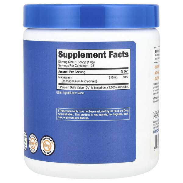 Alternative view of Nutricost, Magnesium Bisglycinate, Unflavored, 8.9 oz (250 g)