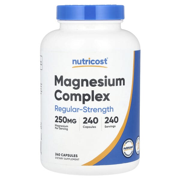 Nutricost, Magnesium Complex, Regular-Strength, 250 mg, 240 Capsules 1 Nutricost, Magnesium Complex, Regular-Strength, 250 mg, 240 Capsules