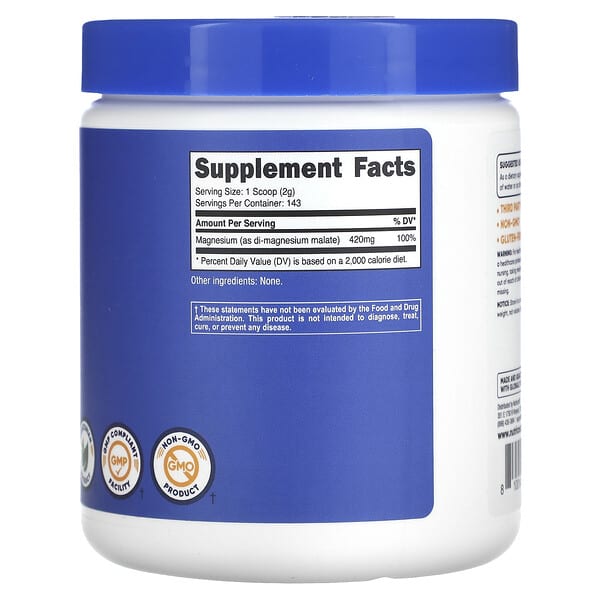 Alternative view of Nutricost, Magnesium Malate, Unflavored, 10.6 oz (300 g)