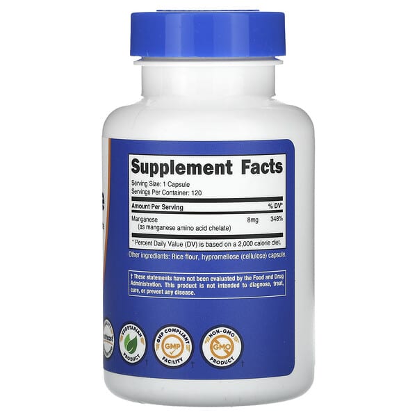 Nutricost, Manganese, 8 mg, 120 Capsules 2 Nutricost, Manganese, 8 mg, 120 Capsules - Ảnh 2