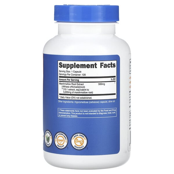Alternative view of Nutricost, Marshmallow Root, 5,000 mg, 120 Capsules