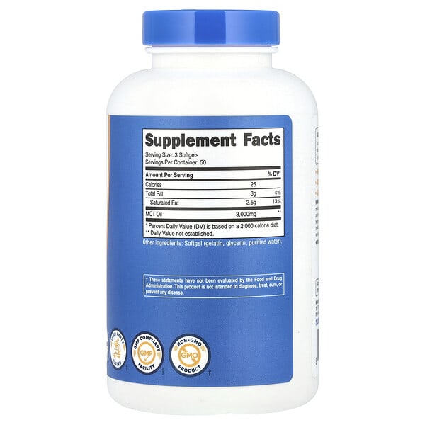 Alternative view of Nutricost, MCT Oil, 150 Softgels (1,000 mg per Softgel)