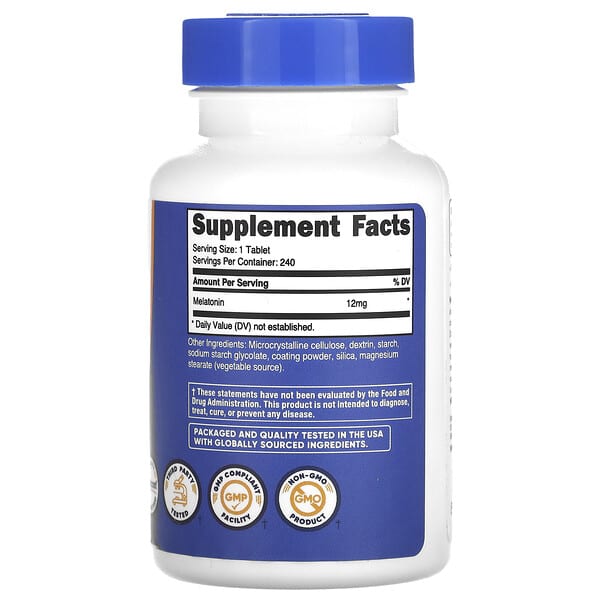 Alternative view of Nutricost, Melatonin, 12 mg, 240 Tablets