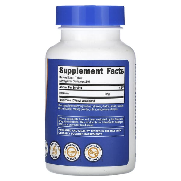 Alternative view of Nutricost, Melatonin, 3 mg, 240 Tablets