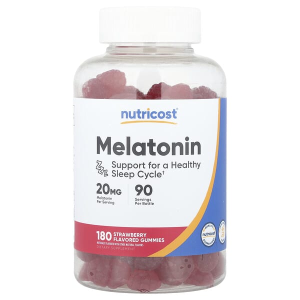 Nutricost, Melatonin Gummies, Strawberry, 180 Gummies (10 mg per Gummy)