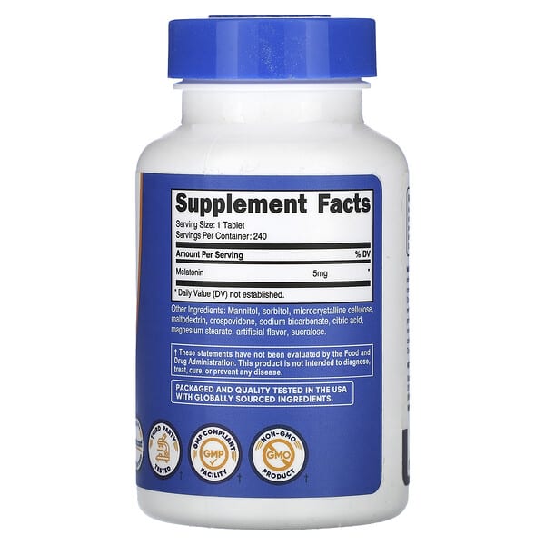 Alternative view of Nutricost, Melatonin, Mixed Berry, 5 mg, 240 Tablets