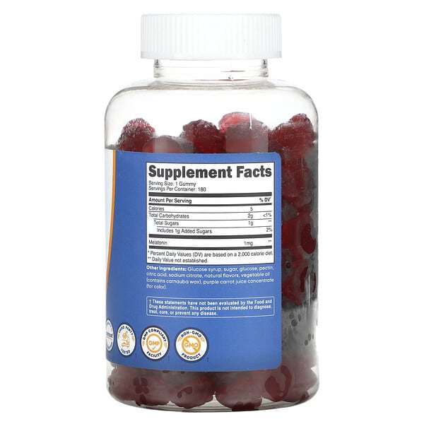 Alternative view of Nutricost, Melatonin, Strawberry, 1 mg, 180 Gummies