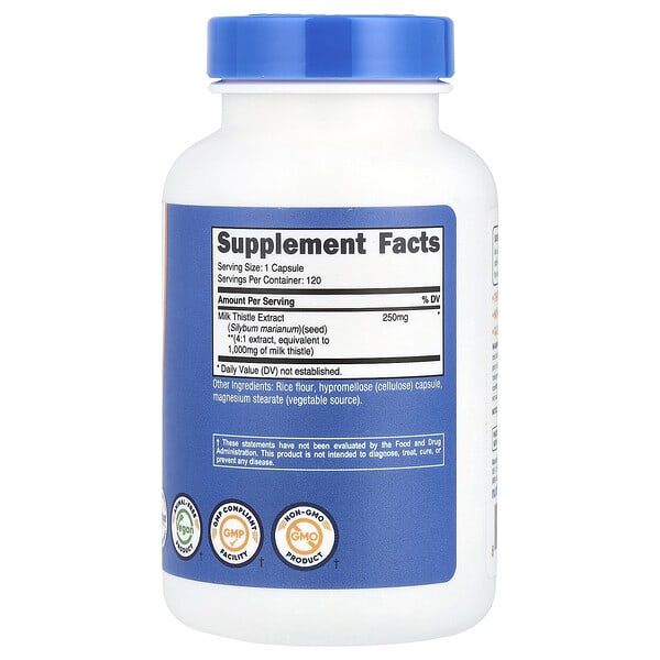 Alternative view of Nutricost, Milk Thistle, 1,000 mg, 120 Capsules