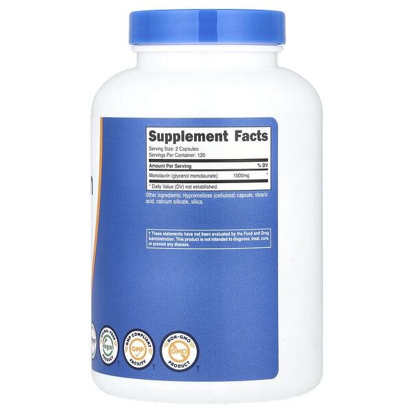 Alternative view of Nutricost, Monolaurin, 240 Capsules (500 mg per Capsule)