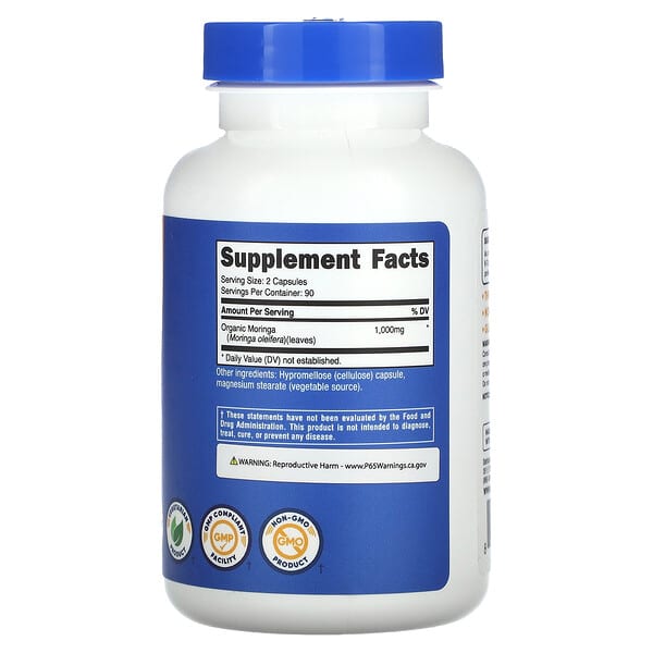 Alternative view of Nutricost, Moringa, 180 Capsules (500 mg per Capsule)