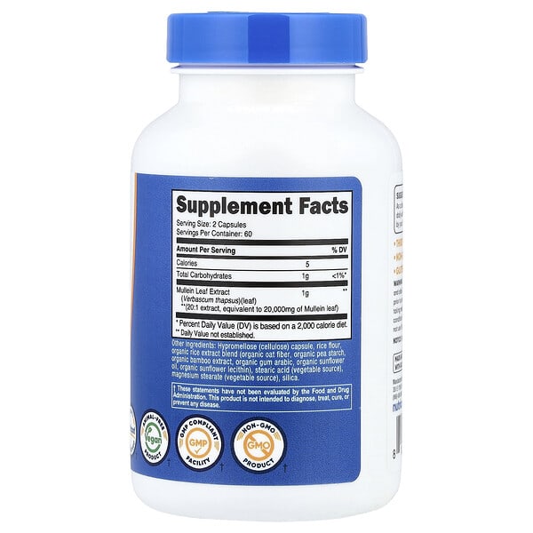 Nutricost, Mullein Leaf, 120 Capsules (500 mg per Capsule) 2 Nutricost, Mullein Leaf, 120 Capsules (500 mg per Capsule) - Ảnh 2