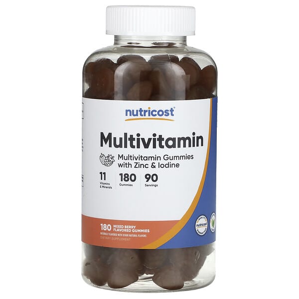 Nutricost, Multivitamin Gummies with Zinc & Iodine, Mixed Berry, 180 Gummies 2 Nutricost, Multivitamin Gummies with Zinc & Iodine, Mixed Berry, 180 Gummies