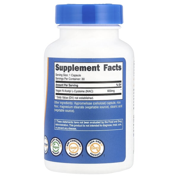 Alternative view of Nutricost, NAC, 600 mg, 30 Capsules