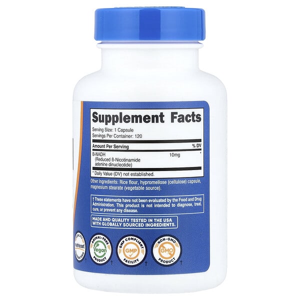 Alternative view of Nutricost, NADH, 10 mg, 120 Capsules