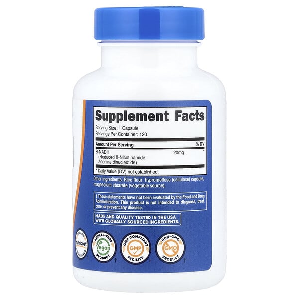 Alternative view of Nutricost, NADH, 20 mg, 120 Capsules
