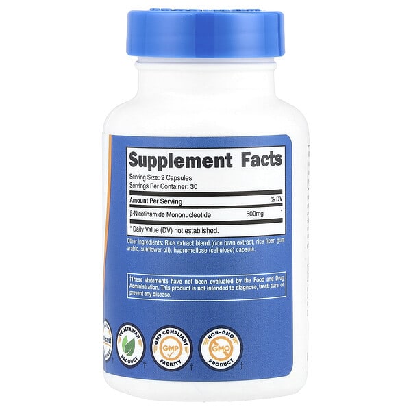 Alternative view of Nutricost, NMN, 60 Capsules (250 mg per Capsule)