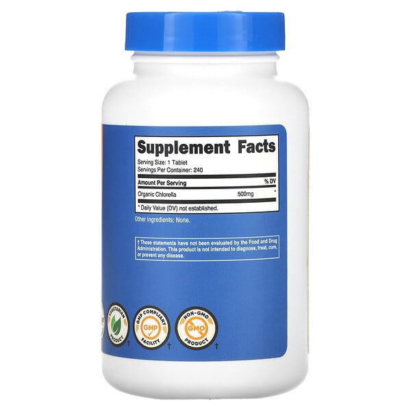 Alternative view of Nutricost, Organic Chlorella, 500 mg, 240 Tablets