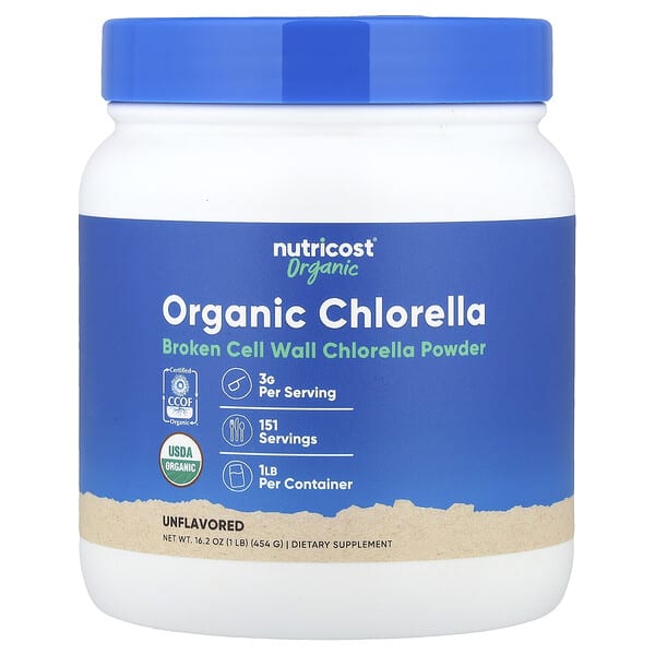 Nutricost, Organic Chlorella Powder, Unflavored , 16.2 oz (454 g)