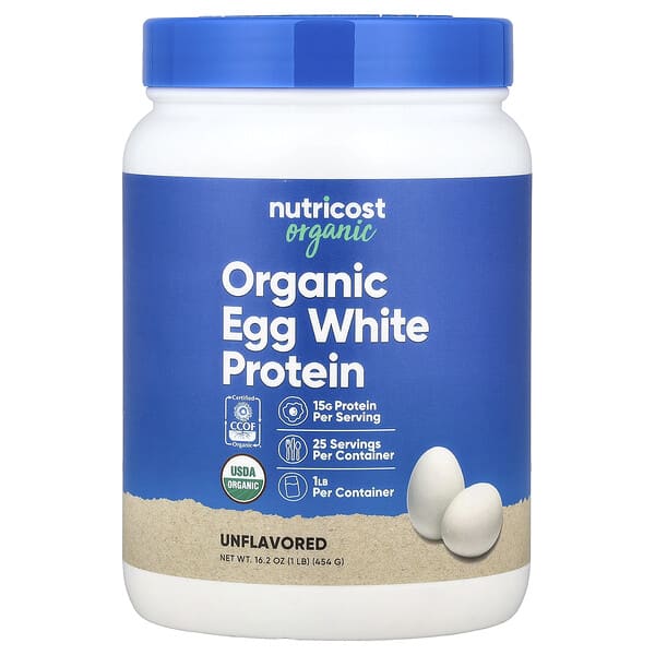 Nutricost, Organic Egg White Protein, Unflavored, 1 lb (454 g)