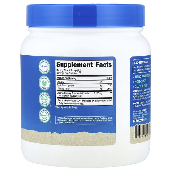 Alternative view of Nutricost, Organic Inulin Powder, Unflavored, 16.2 oz (454 g)