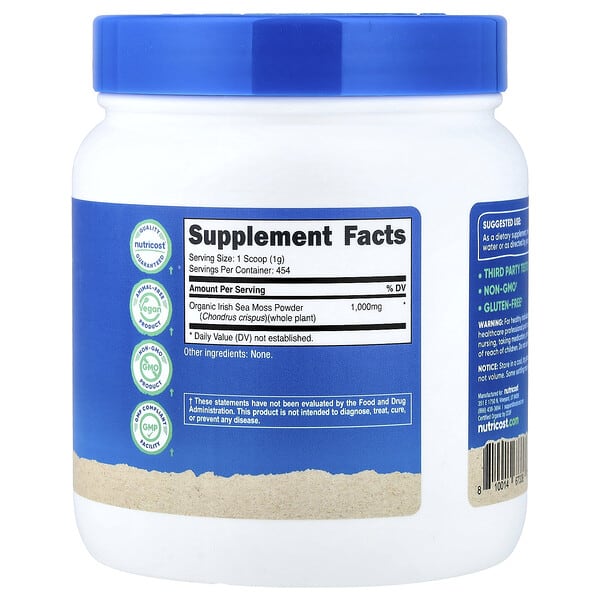 Alternative view of Nutricost, Organic Irish Sea Moss Powder, Unflavored, 16.2 oz (454 g)