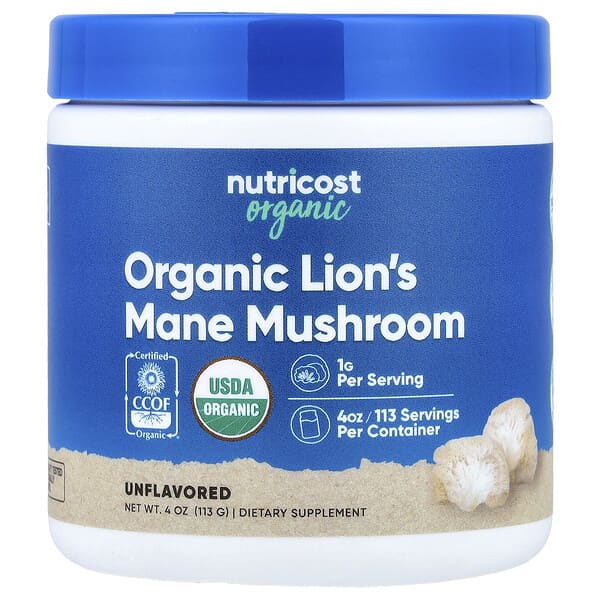 Nutricost, Organic Lion's Mane Mushroom, Unflavored, 4 oz (113 g)