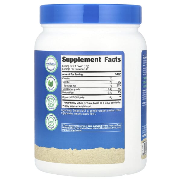 Alternative view of Nutricost, Organic MCT Oil Powder, Unflavored, 16.2 oz (454 g)