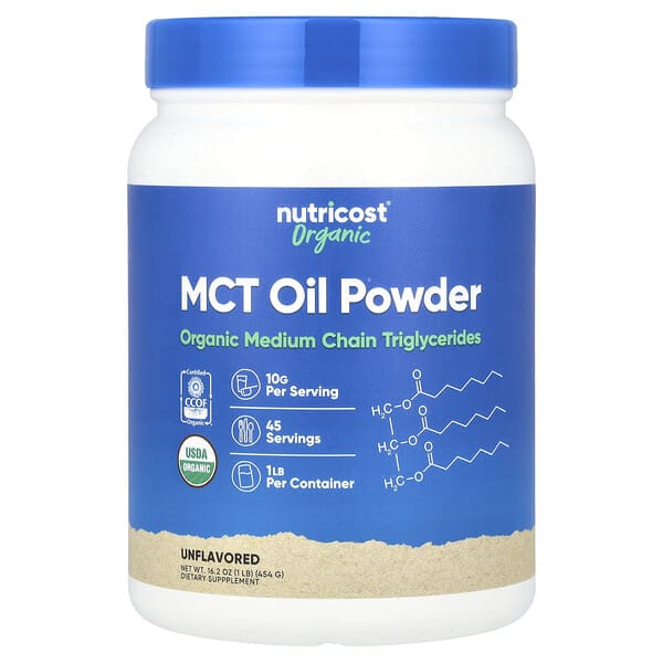 Nutricost, Organic MCT Oil Powder, Unflavored, 16.2 oz (454 g)