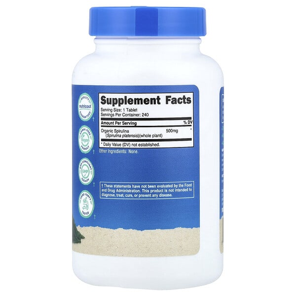 Alternative view of Nutricost, Organic Spirulina, 500 mg, 240 Tablets