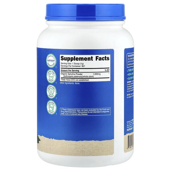 Alternative view of Nutricost, Organic Spirulina, Unflavored, 32.4 oz (907 g)