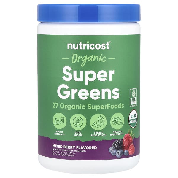 Nutricost, Organic Super Greens, Mixed Berry, 11.8 oz (330 g) 3 Nutricost, Organic Super Greens, Mixed Berry, 11.8 oz (330 g)