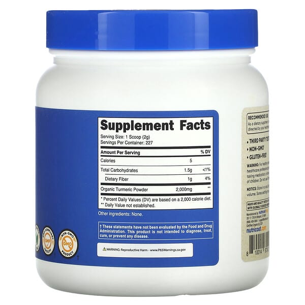 Alternative view of Nutricost, Organic Turmeric Powder, Unflavored, 16 oz (454 g)
