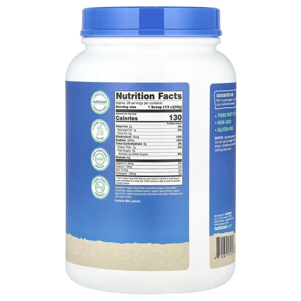 Alternative view of Nutricost, Organic Whey Protein, Chocolate PB, 2 lb (907 g)