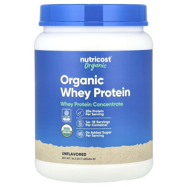 Nutricost, Organic Whey Protein, Unflavored, 1 lb (454 g)