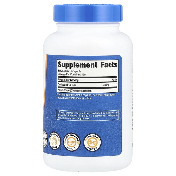 Alternative view of Nutricost, Ox Bile, 500 mg, 120 Capsules