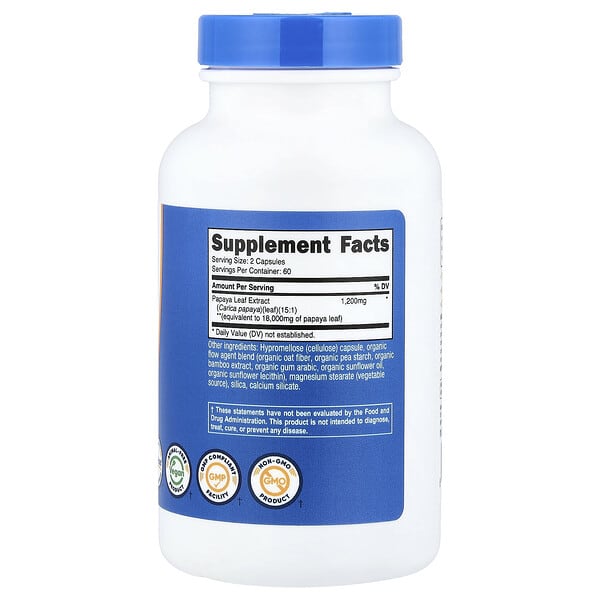 Alternative view of Nutricost, Papaya Leaf, 120 Capsules (600 mg per Capsule)