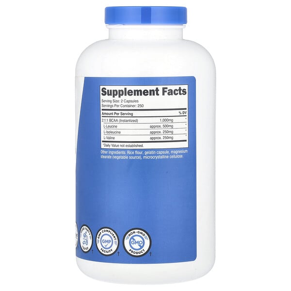 Alternative view of Nutricost, Performance, BCAA, 500 Capsules (500 mg per Capsule)