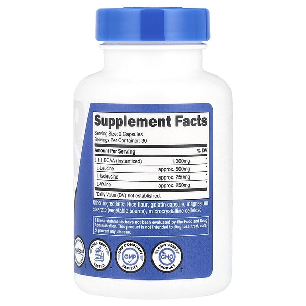 Alternative view of Nutricost, Performance, BCAA, 60 Capsules (500 mg per Capsule)