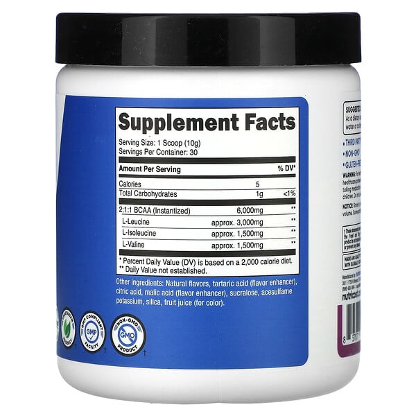 Alternative view of Nutricost, Performance, BCAA, Grape, 10.6 oz (300 g)
