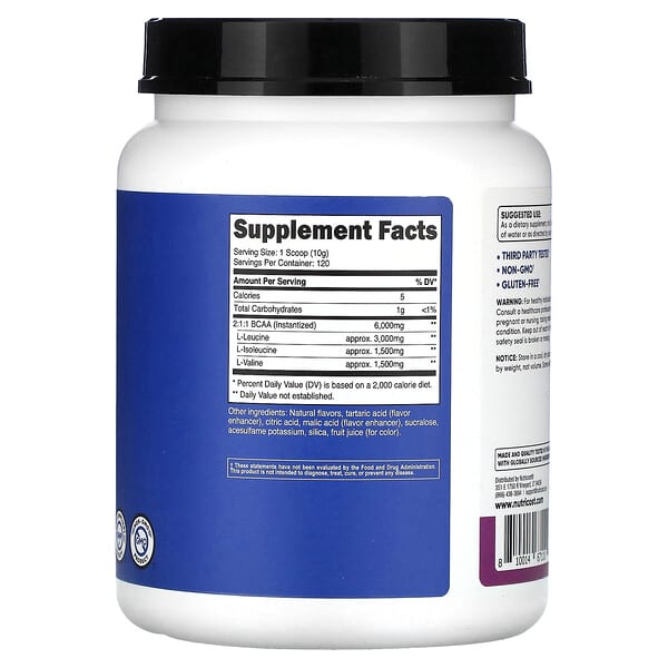 Alternative view of Nutricost, Performance, BCAA, Grape, 2.5 lb (1,164 g)
