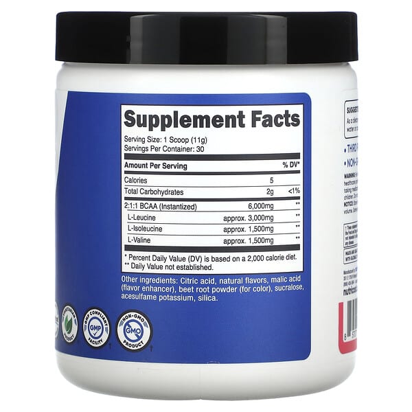 Alternative view of Nutricost, Performance, BCAA, Raspberry Lemonade, 11.8 oz (330 g)