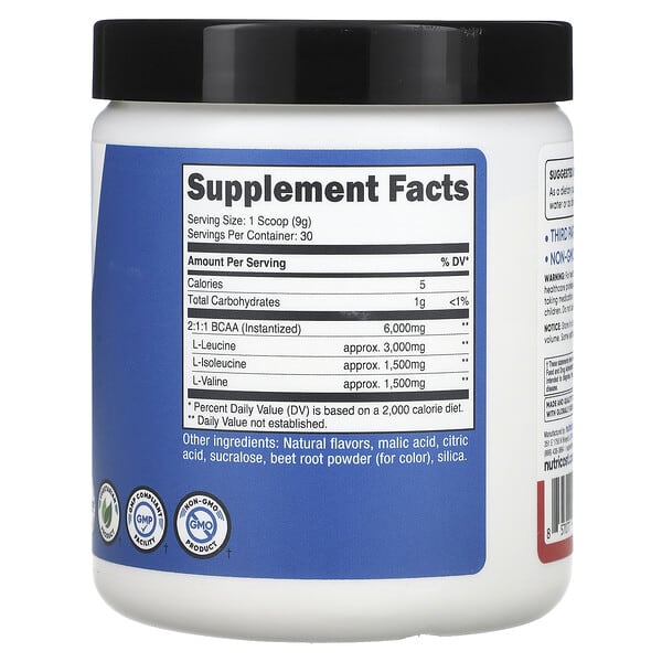 Alternative view of Nutricost, Performance, BCAA, Strawberry Kiwi, 9.6 oz (270 g)