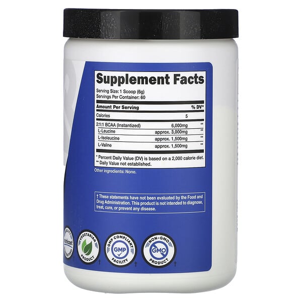 Alternative view of Nutricost, Performance, BCAA, Unflavored, 12.9 oz (360 g)