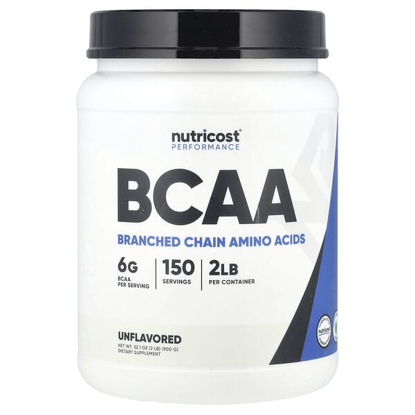 Nutricost, Performance, BCAA, Unflavored, 2 lb (900 g)