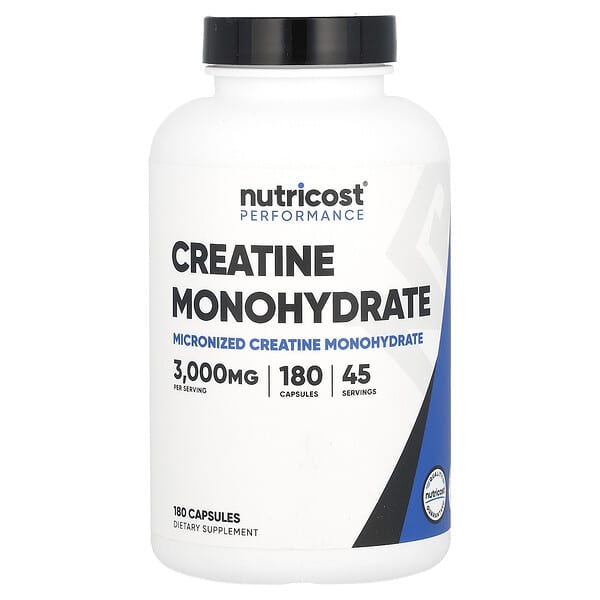 Nutricost, Performance, Creatine Monohydrate, 180 Capsules (750 mg per Capsule)