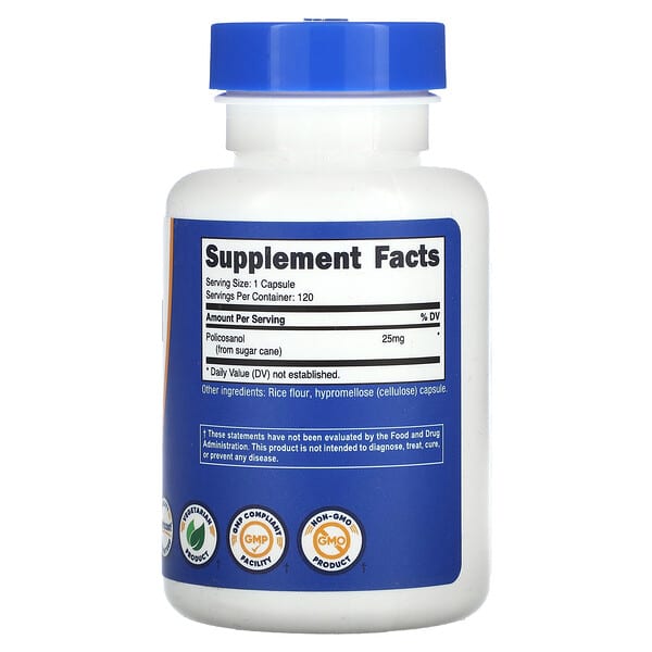 Alternative view of Nutricost, Policosanol, 25 mg, 120 Capsules