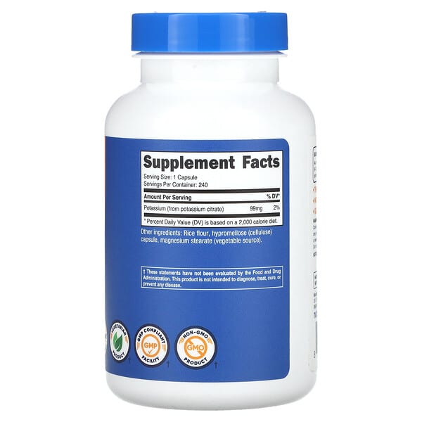 Alternative view of Nutricost, Potassium, 99 mg, 240 Capsules