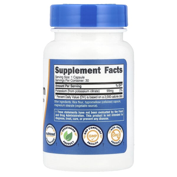 Alternative view of Nutricost, Potassium, 99 mg , 30 Capsules